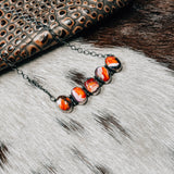Purple & Orange Spiny Oyster 5 Stone Necklace