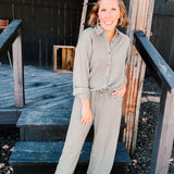 Olive Grove Flowy Button Up Set