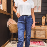 Dark Wash Full Length Straight Denim