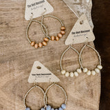 Gold + Wood Teardrop Earring