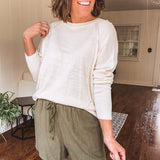 Olive Linen Look Shorts with Drawstring