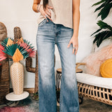 Dark High Rise Wide Straight Denim