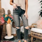 Love Lies High Rise Distressed Crop Skinny