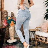 Light Wash High Rise Crossover Skinny