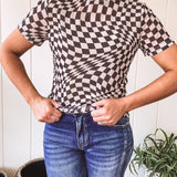 Black & White Checker Short Sleeve Mesh