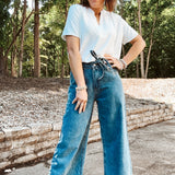 V Neck Dolman with Gathered Shoulder Detail