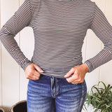 Black & White Stripe Sheer Mesh