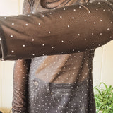 Black Long Sleeve Mesh Top With Sparkle Detail