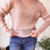 Blush Glitter LS Mesh