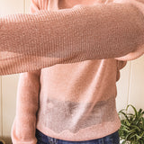 Blush Glitter LS Mesh