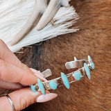 Turquoise Diamond + Circle SS Alternating Cuff