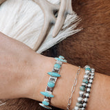 Turquoise Diamond + Circle SS Alternating Cuff