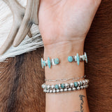 Turquoise Diamond + Circle SS Alternating Cuff