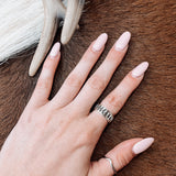 Oxidized Diamond Inlay Stacker Ring