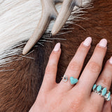 Turquoise + SS Heart Letter Ring
