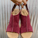 Carley Dark Red Suede Wedge