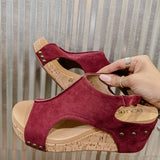 Carley Dark Red Suede Wedge