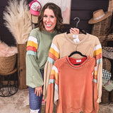 Latte Colorblock Shoulder Mineral Wash Terry Pullover
