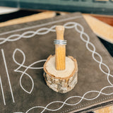 SS Oxidized Flat Ball Stacker Ring