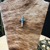 Roses Cross Turquoise Necklace