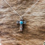 Roses Cross Turquoise Necklace