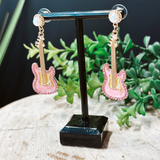 Pink Guitars Post Earring