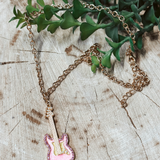 Pink Guitar Necklace