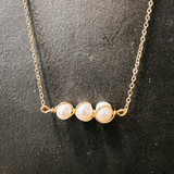 Gold Metal Wire Wrapped Freshwater Pearl Necklace