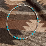 Brushed Silver & Kingman Mix Etch Necklace