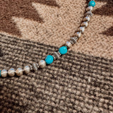 Brushed Silver & Kingman Mix Etch Necklace