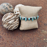 Turquoise Diamond + Circle SS Alternating Cuff