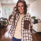 Wanderer Coffee Plaid Button Shacket