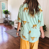 Sage Cheetah Mineral Wash Top