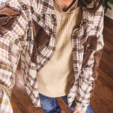 Wanderer Coffee Plaid Button Shacket
