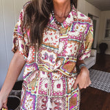Cream Multi Paisley Scarf Button Up Blouse