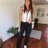 Oatmeal Contrast Edge Button Down Vest