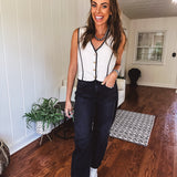Oatmeal Contrast Edge Button Down Vest