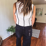 Oatmeal Contrast Edge Button Down Vest