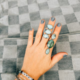OOAK SS + Turq Adjustable Triple Ring