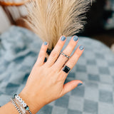 Onyx Square Adjustable Ring