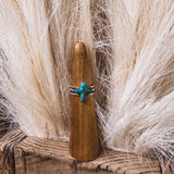 Turquoise Cross SS Oxidized Ring