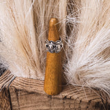 Silver Square Scallop Stamped Ring