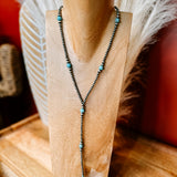 Lariat Navajo Pearl + Turquoise Necklace