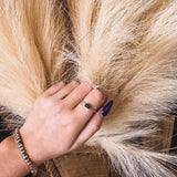 SS Cable Rectangle Stone Ring
