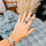 SS Triple Oval Turq Stacker Ring