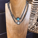 Western Aztec Stone Faux Navajo Pearl Necklace
