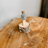Concho Stamped Adjustable SS + Turq Ring