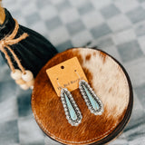 Turq Teardrop Scallop Stamped Earring