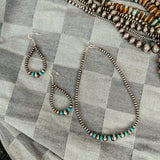 Turq + NP Mix Size Necklace + Earring Set