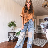 Washed Multi Patch Denim Pant
